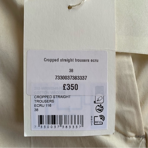 NWT Toteme Cropped Straight Trousers Satin Sheen Pants Ecru - Picture 11 of 16